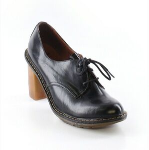 Dr. Martens Black Ankle Booties with Brown Heel